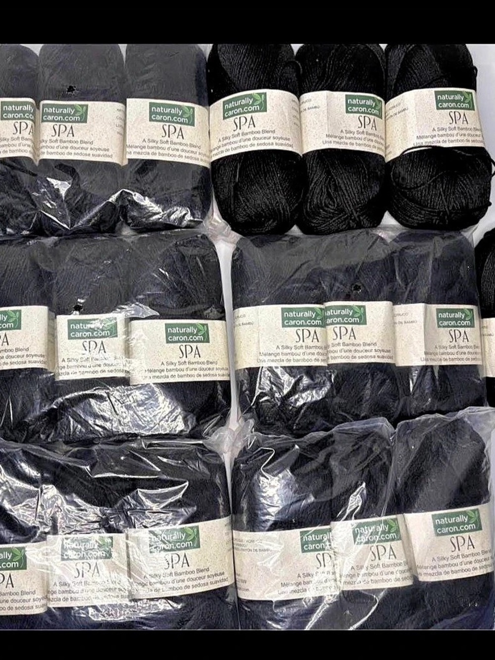 Naturally Caron SPA Bamboo Blend Yarn Black NWT 19 skeins